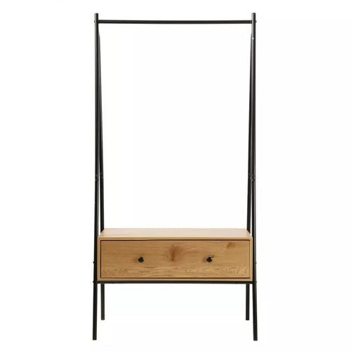 Calicosy - Zwart metalen kleerkast met 1 lade JILL - 39x84x170 cm