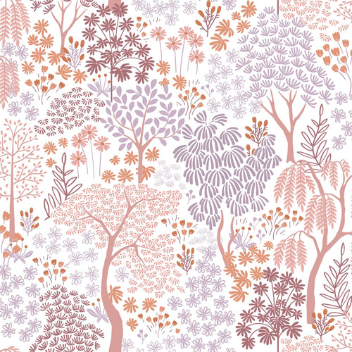 ESTAhome behang bomen en bloemen paars en oranje - 50 x 900 cm - 131184 - vtwonen shop