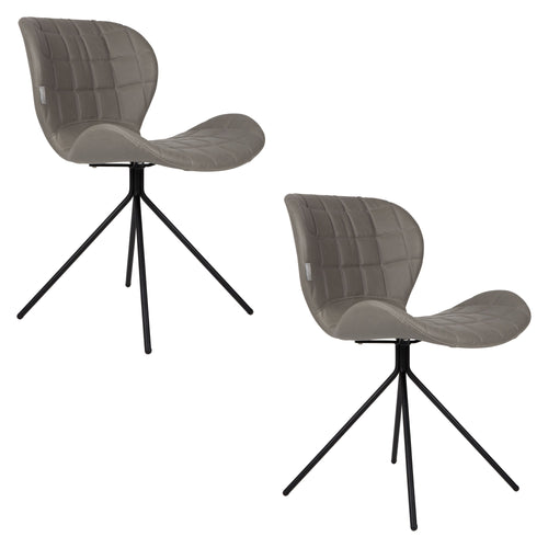 Zuiver OMG LL Eetkamerstoelen  Grijs - Set van 2 - vtwonen shop