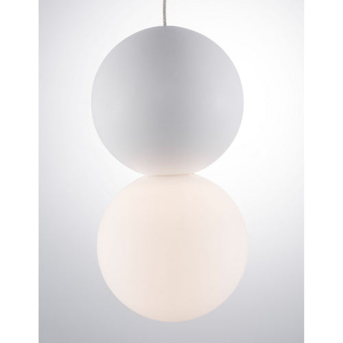 Merano Inuvik Globe hanglamp wit gips opaal glas, wit aluminium LED G9