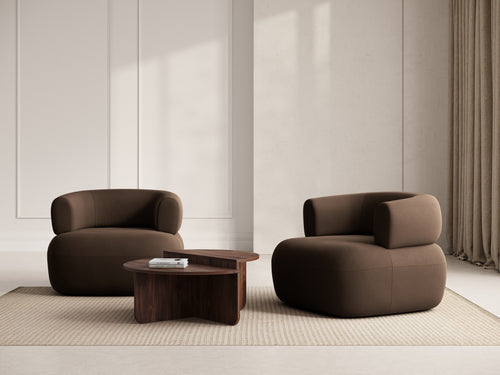 Micadoni Fauteuil Jenny flueel chocolade - 88x90x73cm