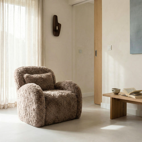 DÉJA Living Fauteuil Alta - Taupe Fluffy - Zithoogte 42cm