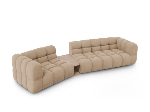Cosmopolitan Design linker modulaire bank Sky 3-zits, flueel, zand - 148x353x70cm