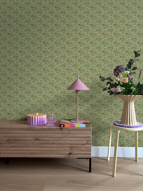 ESTAhome behang vintage bloemen groen - 50 x 900 cm - 131819