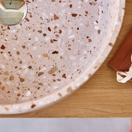 Tikamoon Ronde waskom van roze premium terrazzo ∅ 40 cm - Roze