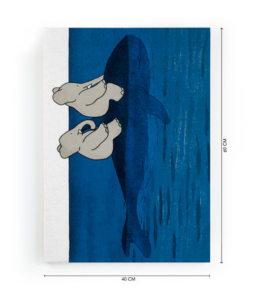 Canvas 60x40 Afdruk Olifant en Walvis - vtwonen shop
