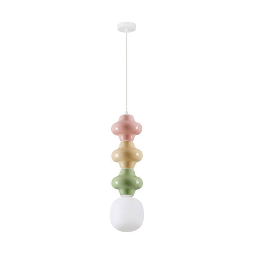 Nova Luce CLIO Slanke hanglamp voor aan het plafond in roze, geel, groen en mat wit, E14 fitting, 1x5W