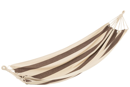 J-Line hangmat Brede Strepen - katoen/polyester - donkerbruin/ecru