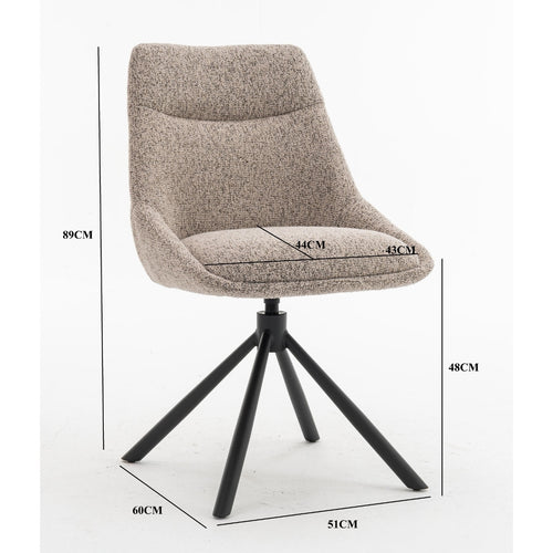 DÉJA Living Eetkamerstoel Malou - Taupe/Zwart - Draaibaar - Set van 2 - vtwonen shop