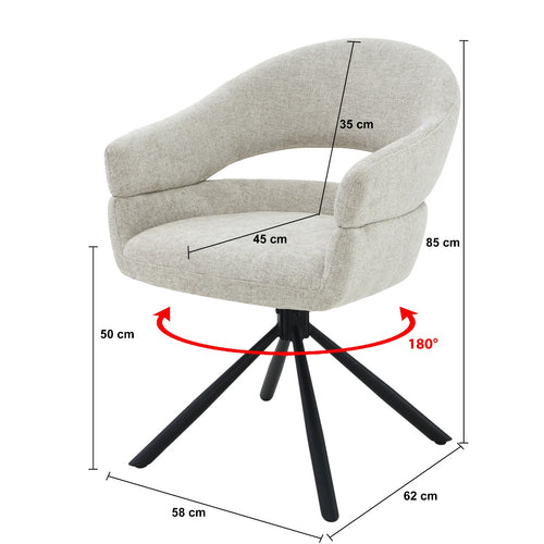 Livingfurn eetkamerstoel Linn - beige - set van 2 - 62x58x85 - vtwonen shop