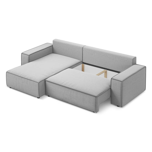 LaMiaSofa hoekbank links Livorno - velours - grijs - 290x185x82