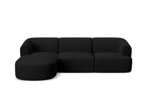 Cosmopolitan Design Modulaire hoekbank links Campi 4-zits, structurele stof zwart - 156x256x70cm