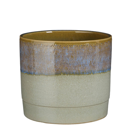 Mica Decorations Olof Bloempot - H20 x Ø22 cm - Terracotta - Donkerblauw - vtwonen shop