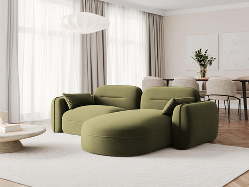 Cosmopolitan Design Modulaire hoekbank rechts Sydney 3-zits, flueel, lichtgroen - 165x230x70cm