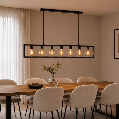Freelight hanglamp Distesa - 7 lichts - 168x 140 cm - zwart