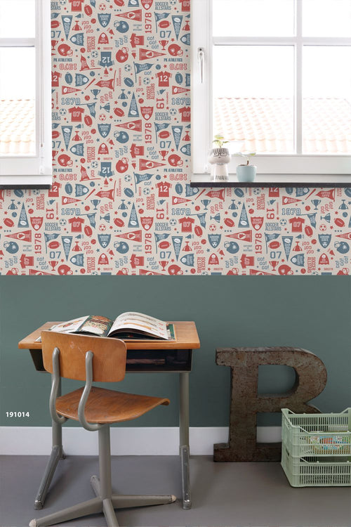 ESTAhome behang sportthema beige, bruin en olijfgroen - 50 x 900 cm - 131942