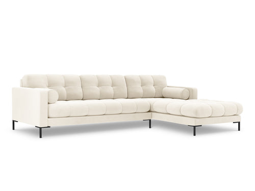 Cosmopolitan Design rechter hoekbank Bali 5-zits, flueel, lichtbeige - 185x293x75cm