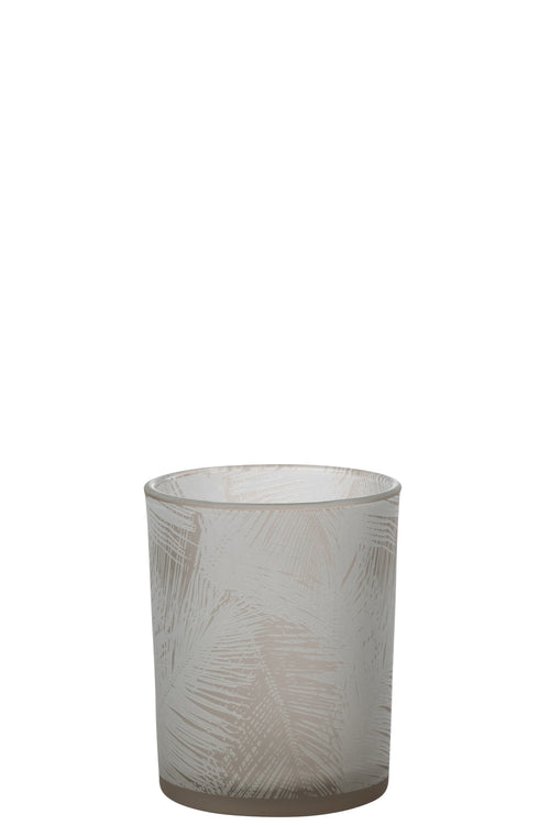 J-Line windlicht Bladeren - glas - beige - medium