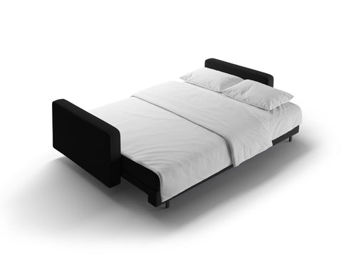 Cosmopolitan Design Slaapbank met opbergdoos Bali 3-zits, structurele stof zwart - 84x222x105cm