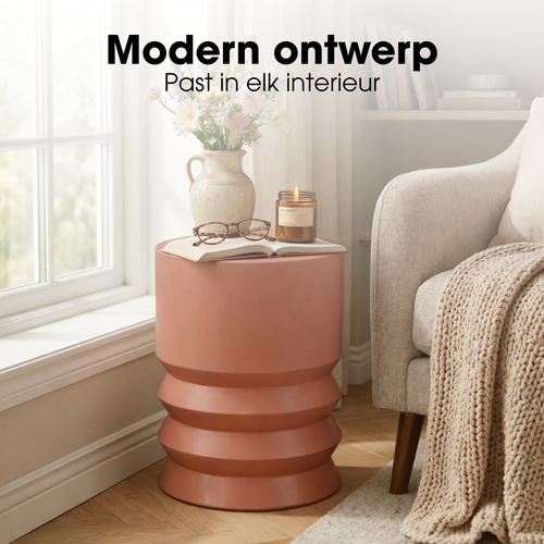 Mica Decorations Mart Bijzettafel – Bijzettafel Rond – Tafeltje – Koffietafel – Bijzet Tafel voor Woonkamer – Ook als Plantentafeltje of