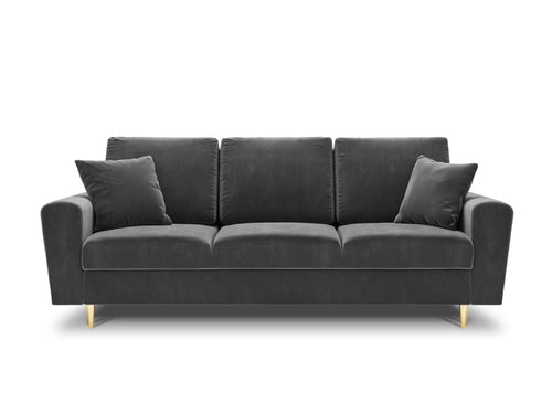 Cosmopolitan Design Slaapbank met opbergdoos Kyoto 3-zits, flueel, lichtgrijs - 100x235x88cm