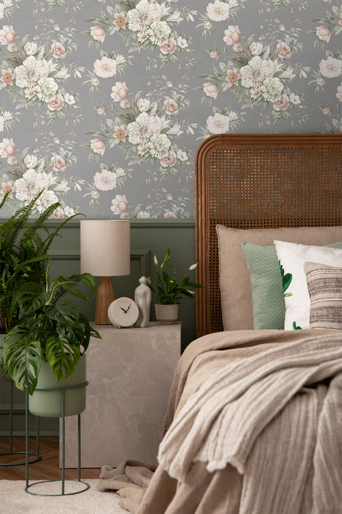 Borastapeter behang bloemstilleven grijs - 53 cm x 10.05 m - 660261 - vtwonen shop