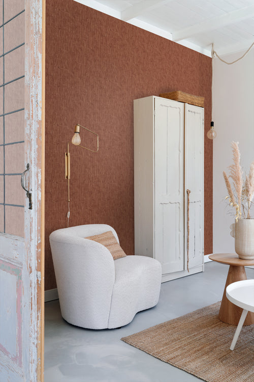 ESTAhome behang grafische lijnen terracotta bruin - 50 x 900 cm - 131415 - vtwonen shop