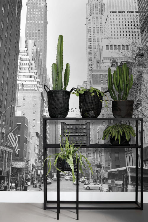 ESTAhome fotobehang New York street view zwart en wit - 186 x 279 cm - 157706 - vtwonen shop