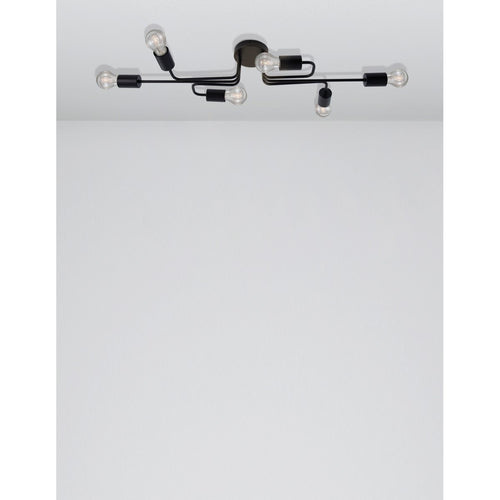 Merano Baltimore 6-lichts meerarmige semi-inbouwplafondlamp Sandy zwart metaal LED E27