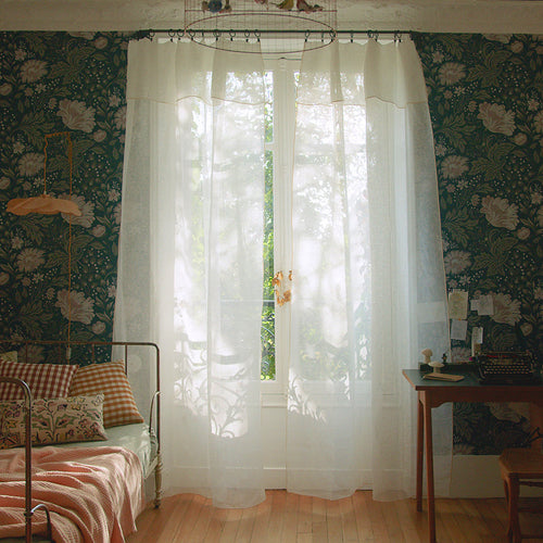 Madura Veiling Shadow puur witte en ivoorkleurige hommel 145x280 cm