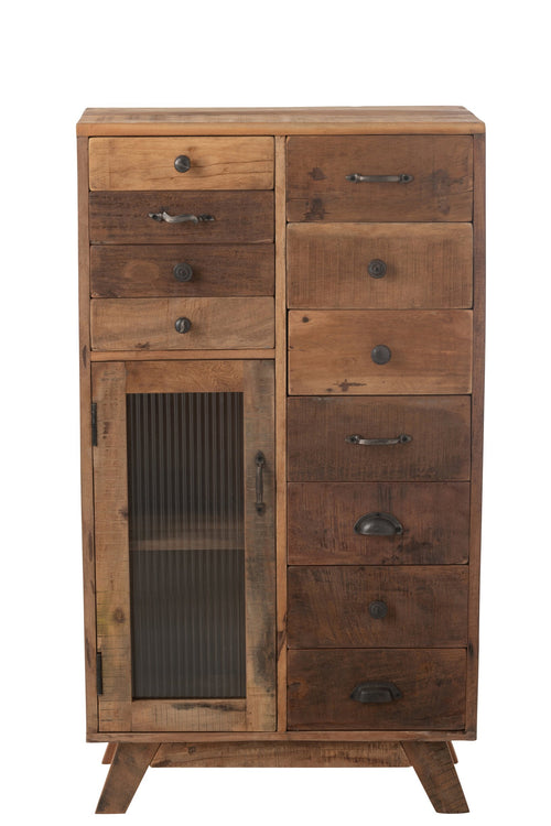 J-Line kast Retro - gerecycleerd hout/glas - naturel
