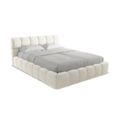 LaMiaSofa Bed met opbergruimte Roma - velours - lichtbeige - 180x228x82