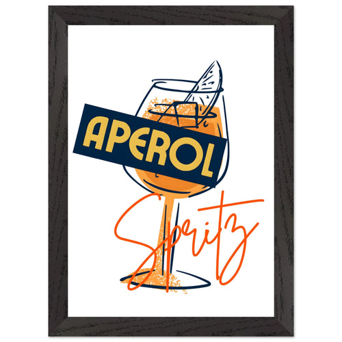 Artfulprints Poster met Lijst Aperol Spritz - Sketch   - A4 21x29.7 cm - Oranje