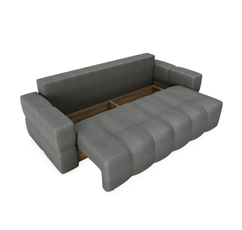 Sia Home - Slaapbank met opbergruimte, notenhout GABRIEL - kruisweefsel antracietgrijs 247cm