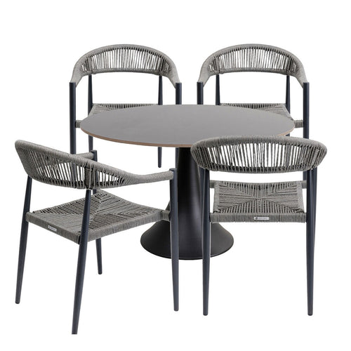 Kare Design Tuinmeubilair Grande Possibilita tafel 120cm en 4 stoelen grijs - vtwonen shop