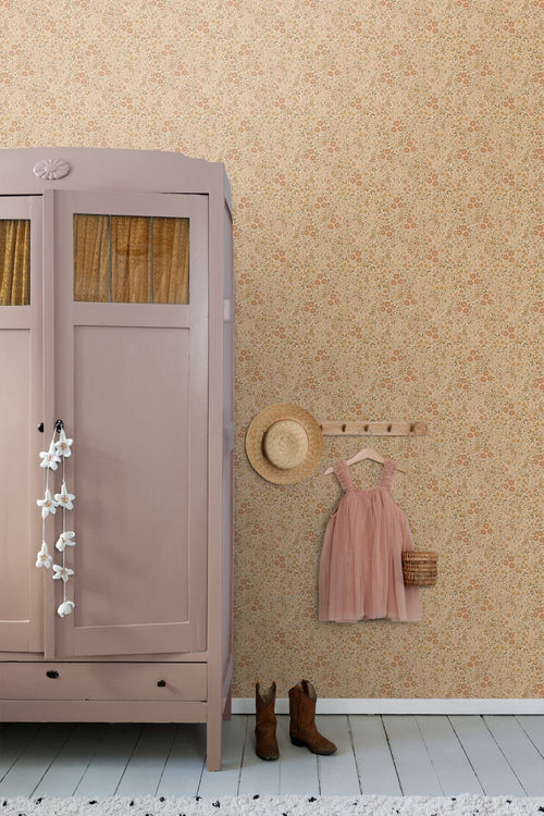 ESTAhome behang bloemetjes okergeel - 50 x 900 cm - 131459