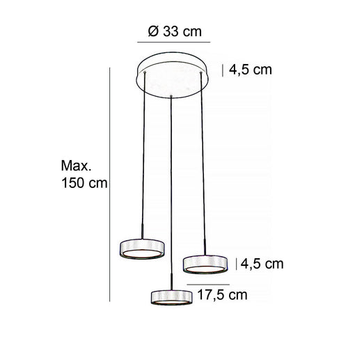 Freelight hanglamp Alieno - 3 lichts - 33  x 150   cm - beige