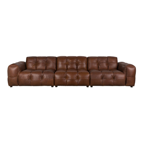 Dutchbone Hackman 4,5-zitsbank Leer Chocolade Bruin - vtwonen shop