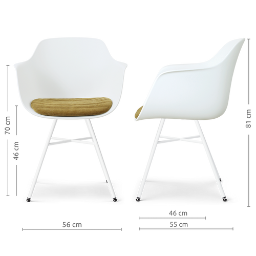 Nolon Noa-Liz eetkamerstoel wit met mosgroen zitkussen - wit onderstel