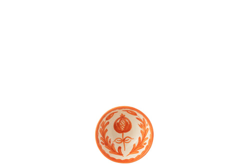 J-Line kom Granada High - keramiek - wit/oranje - small - Ø 14 cm