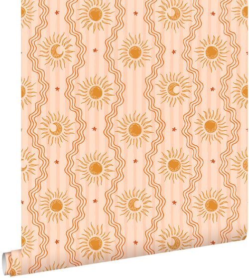 ESTAhome behang retro ornamenten roze, oranje en geel - 50 x 900 cm - 131715