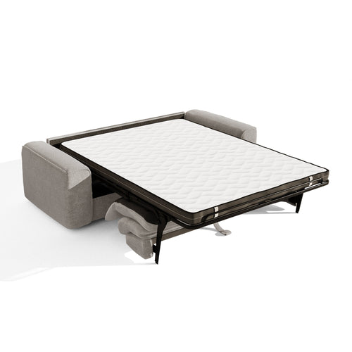 Premium Interiors - Snel uitklapbare slaapbank COMO - bouclé-stof lichtgrijs 216cm