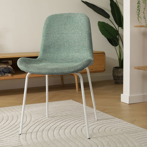 Nolon Nora-Fé Eetkamerstoel Zacht Groen - Stof - Witte Poten - vtwonen shop