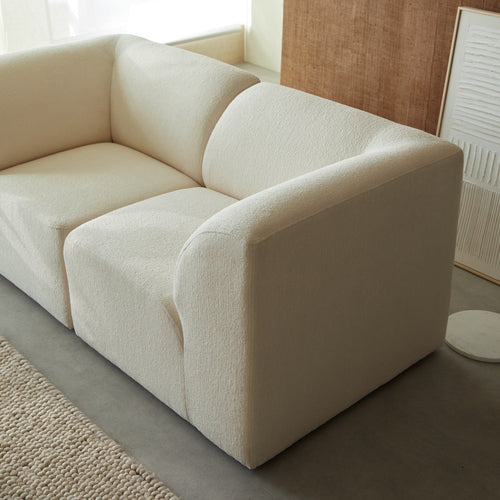 Tikamoon Modulaire 2-zitsbank met armleuningen in ecru-stof - Beige