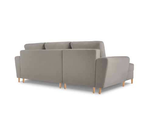 Cosmopolitan Design Uitklapbare hoekbank links met opbergdoos Kyoto 4-zits, boucle, grijs - 145x241x88cm
