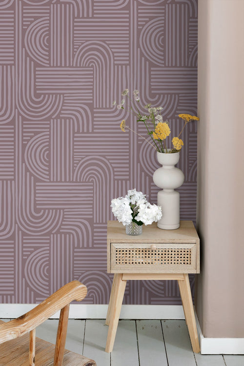 ESTAhome behang grafisch 3D motief mauve paars - 50 x 900 cm - 131487