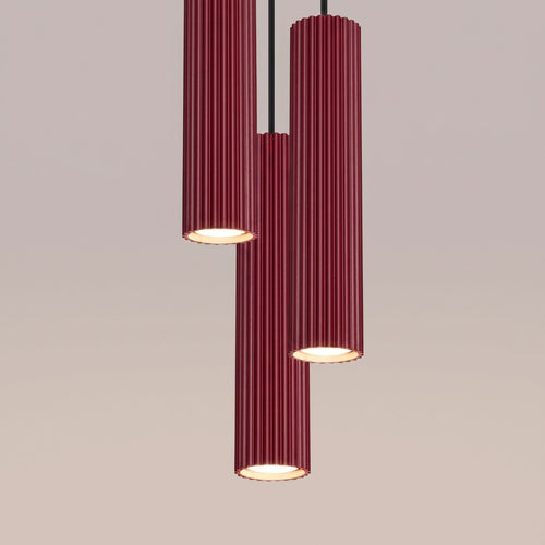 Sollux Lighting Hanglamp KARBON 3P bordeaux - 19,5x19,5x108cm