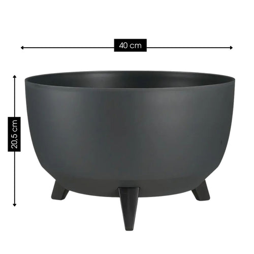 Mica Decorations Doppio Plantenbak op Poten - 20,5 x Ø40 cm - Plantenbakken voor Buiten - Bloembakken voor Balkon - Gerecycled Plastic - Antraciet