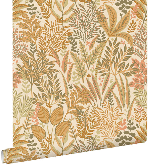 ESTAhome behang tropische bladeren en bloemen licht terracotta en beige - 50 x 900 cm - 131662