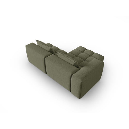 Cosmopolitan Design - Modulaire hoekbank links Verona 3-zits, structurele stof donker olijfgroen - 145x205x70cm